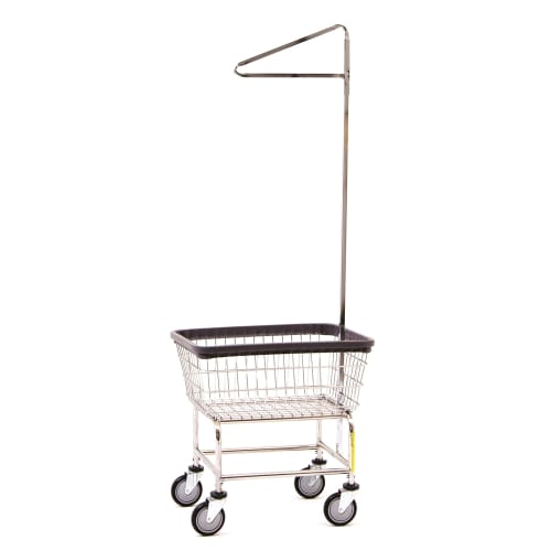 R&B Wire 2.5 Bushel Standard Laundry Cart With Single Pole Rack